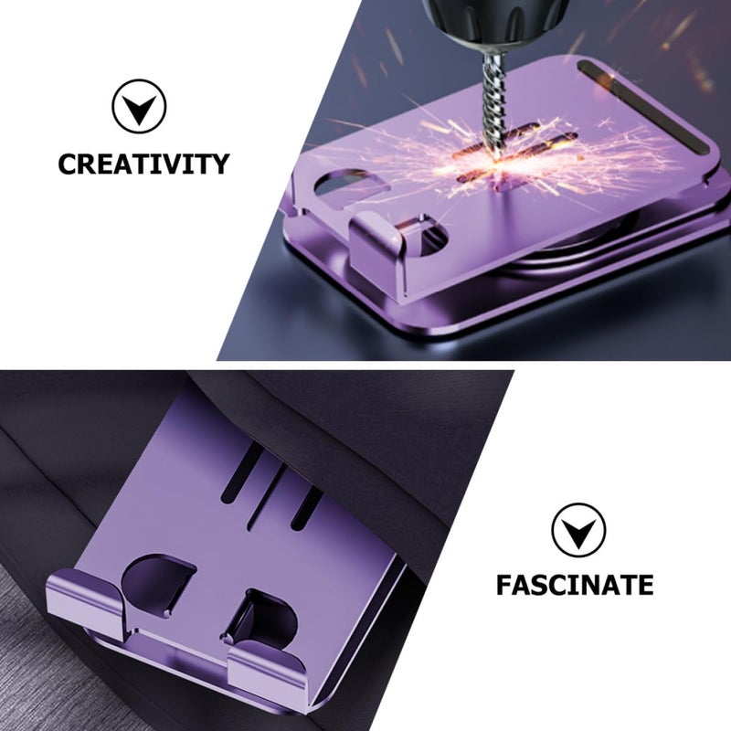 Dark Purple Aluminum Alloy Adjustable Foldable Phone Tablet Stand Dock - Image 4