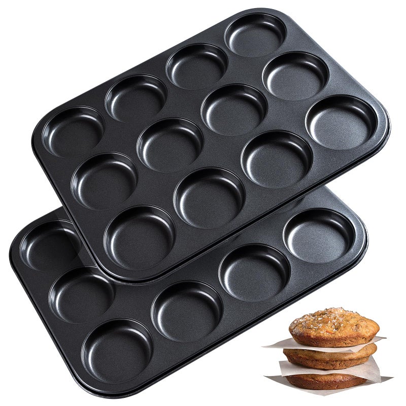Muffin Top Pan 2 Pack Baking Pans Whoopie Pie Pan Nonstick 3 Inch Yorkshire Pudding Pan for Pansuffin Moon Pie Cookies Small Hamburger Bun