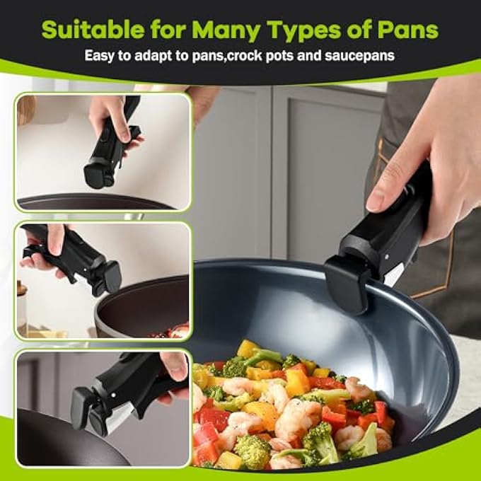 GQE Universal Removable Pan Handle HeatResistant Detachable For Pots Pans  Grill Pans Secure Grip ToolFree Installation SpaceSaving Pot Handle For Versatile Cookware Compatibility - Image 3