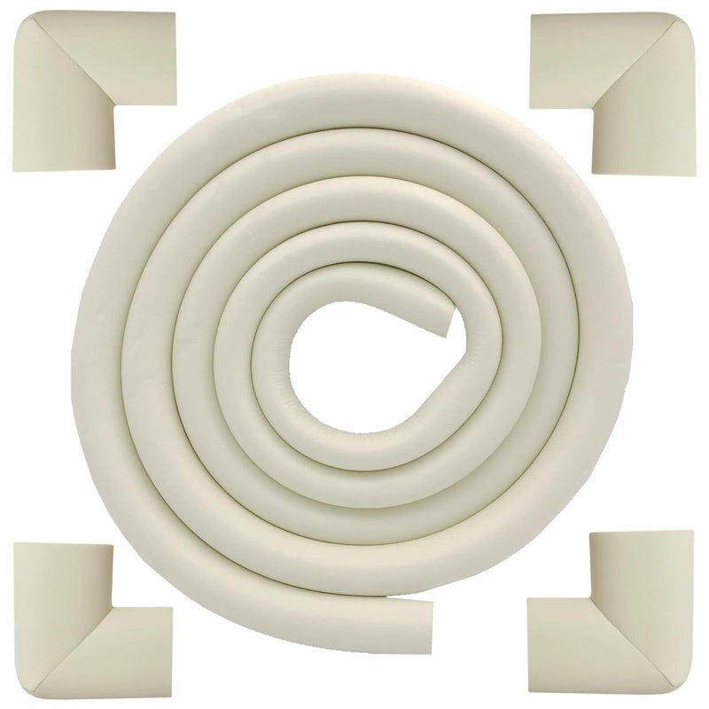 M2cbridge U Shape Extra Thick Furniture Table Edge Protectors Foam Baby Safety Bumper Guard 6.5 Ft (Off White with 4 Corners) - Image 1