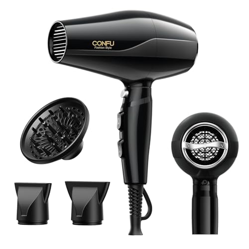 CONFU Professional Salon Hair Dryer, CONFU 1875 Watt Negative Ionic Fast Drying Blow Dryer, AC Motor Low Noise Hair Blow Dryer with Diffuser & 2 Concentrator Nozzles - Image 1