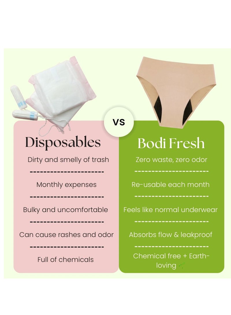 Bodi Fresh High Waist Seamless Period Underwear – Heavy Flow – Leakproof, Odor Control – Reusable & Eco-Friendly – Women & Teen Girls - Image 5
