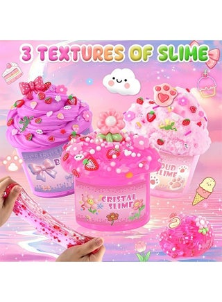 6 Pack Slimes, Pink Slime Kids, Cloud Slime kit for Girls Ages 3-12, Toys for Girls and Boys, for Kids Slime Set Party kit Goodie Bag Stuffers, 3 4 5 6 7 8 9 10 Year Old Girl Birthday Gift Cute Stuff - view 4