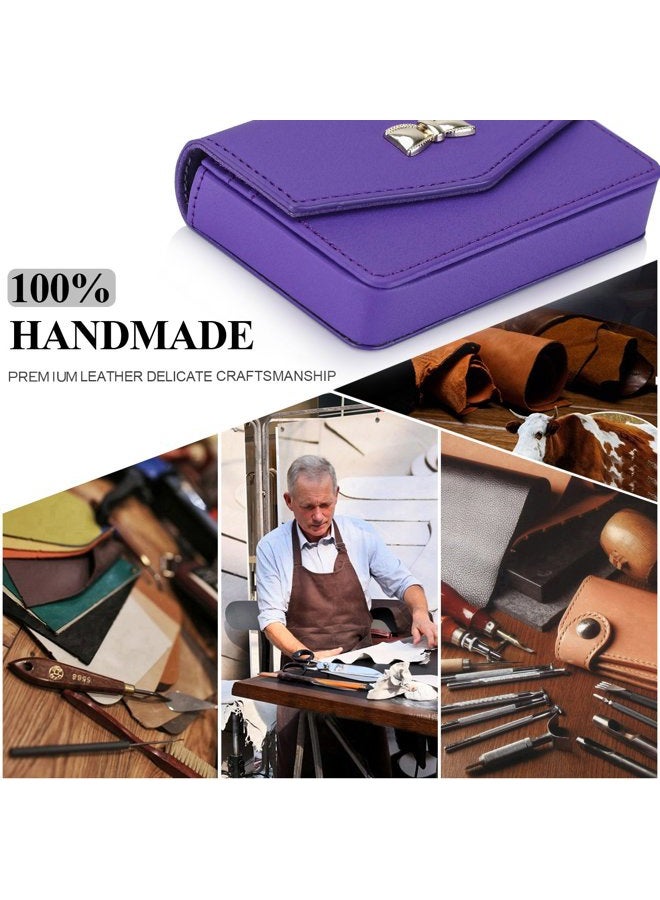 FYY Business Card Holder, Handmade Premium Leather Business Name Card Case Universal Card Holder with Magnetic Closure (Hold 30 pics of Cards) FYY-AU-H-283B-Card-Holder-PP - Image 2