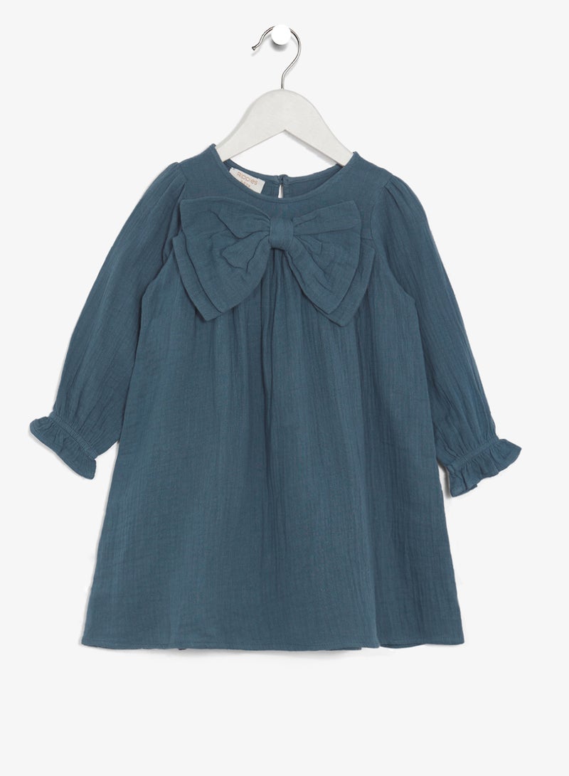 Ripples Girls Dress With Bow - Image 1