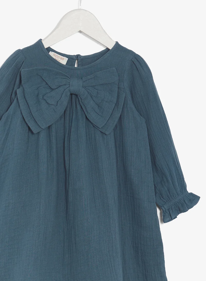 Ripples Girls Dress With Bow