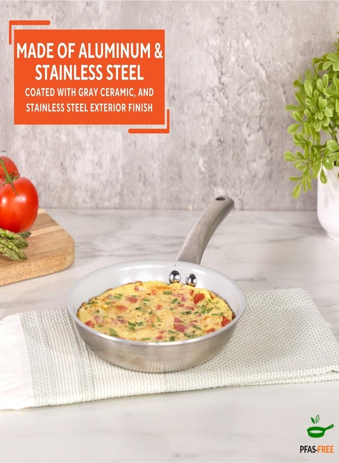 IMUSA 8" Inch Stainless Steel Frying Pan with Gray Ceramic Nonstick Coating, 2 Ply Aluminum Construction, Oven Safe and Induction Compatible Skillet - Image 3