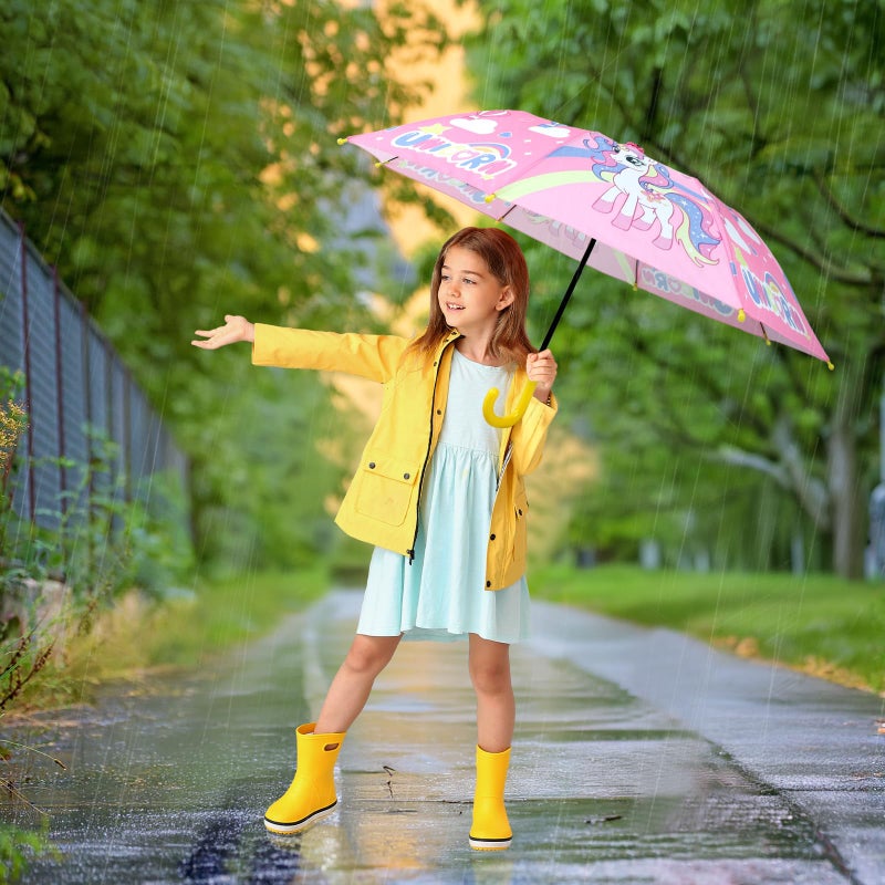 decalsweet Kids Umbrella Children Folding Umbrellas Easy Push/Pull for Toddler,8 Rib Reinforced Canopy Large 32' x 24', Lightweight Cute Design for Girls & Boys - Image 5