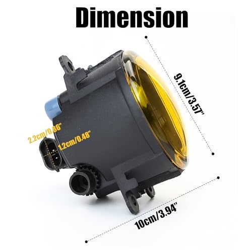 BuleVina 1 Pair Bumper Yellow Lens Fog Light Lamp Assemblies Driving Fog with 55W H11 Halogen Bulbs Compatible with Acura for Ford for Honda for Jaguar for Lincoln for Subaru for Suzuki Replacement - Image 3