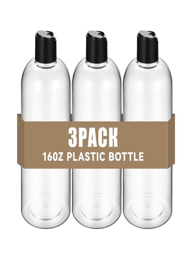 Xosjska Empty Shampoo Bottles, 3Pcs 16 oz Travel Shampoo and Conditioner Bottle with Black Disc Top Caps, Clear Plastic Refillable Squeeze Bottles, Cosmetic Containers for Lotions, Body Soap Cream Toiletries - Image 2