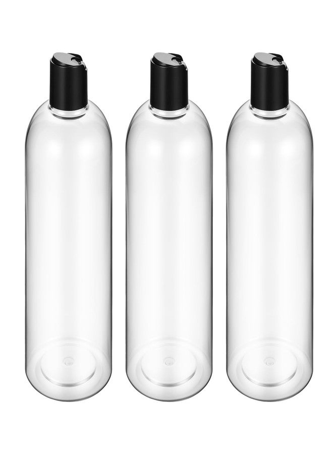 Xosjska Empty Shampoo Bottles, 3Pcs 16 oz Travel Shampoo and Conditioner Bottle with Black Disc Top Caps, Clear Plastic Refillable Squeeze Bottles, Cosmetic Containers for Lotions, Body Soap Cream Toiletries - Image 1