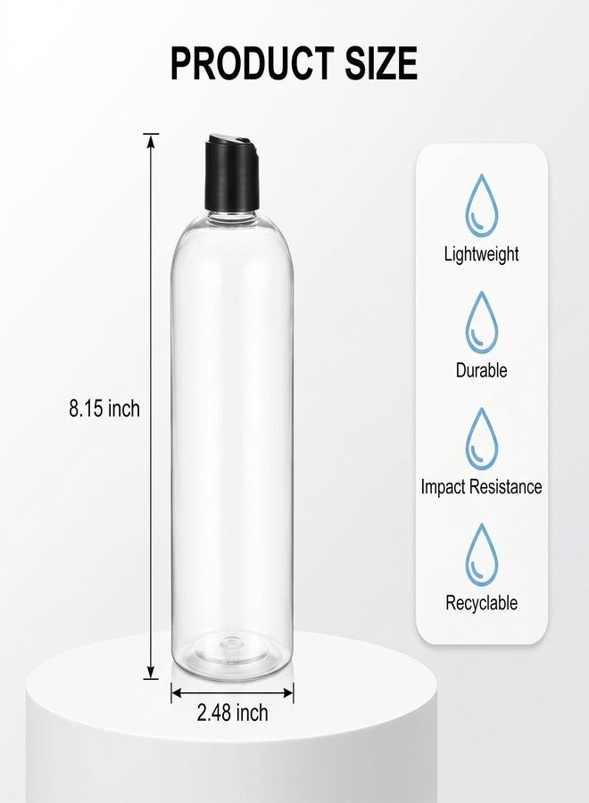 Xosjska Empty Shampoo Bottles, 3Pcs 16 oz Travel Shampoo and Conditioner Bottle with Black Disc Top Caps, Clear Plastic Refillable Squeeze Bottles, Cosmetic Containers for Lotions, Body Soap Cream Toiletries - Image 3