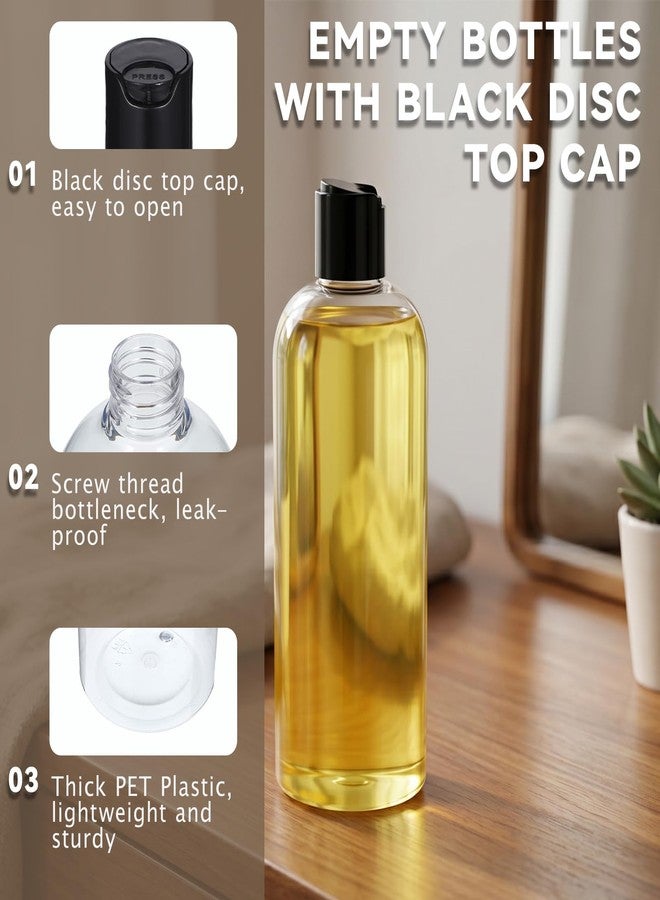 Xosjska Empty Shampoo Bottles, 3Pcs 16 oz Travel Shampoo and Conditioner Bottle with Black Disc Top Caps, Clear Plastic Refillable Squeeze Bottles, Cosmetic Containers for Lotions, Body Soap Cream Toiletries - Image 4