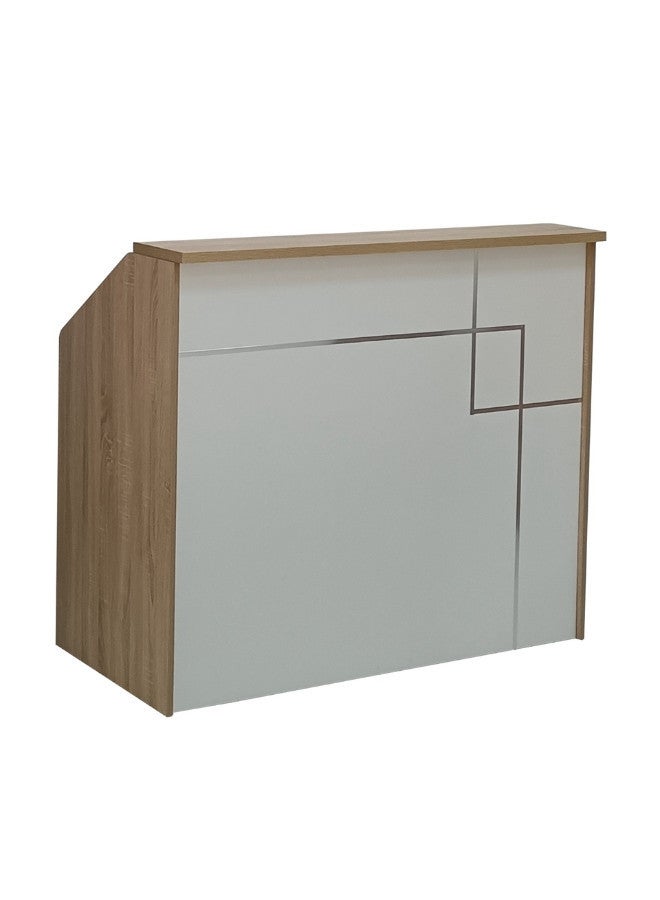 ALWASIT HOME Front Desk Reception Room Table, Modern Reception Desk Front Counter Table with Cabinet, Retail Counter for Checkout, Office Wooden Computer Front Desk, for Salon Spa, Lobby, Office, Beauty - Image 1