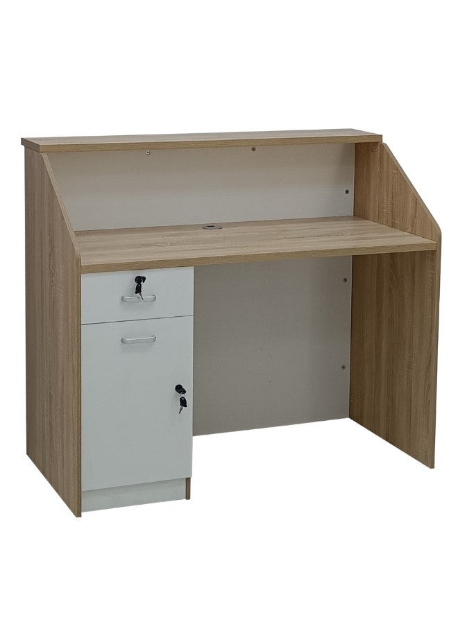 ALWASIT HOME Front Desk Reception Room Table, Modern Reception Desk Front Counter Table with Cabinet, Retail Counter for Checkout, Office Wooden Computer Front Desk, for Salon Spa, Lobby, Office, Beauty - Image 2