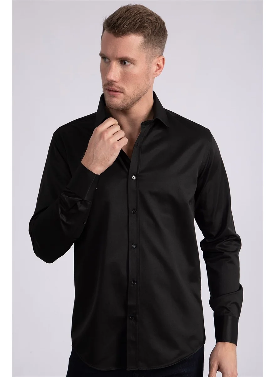 Tudors Modern Slim Fit Plain Satin Men's Shirt