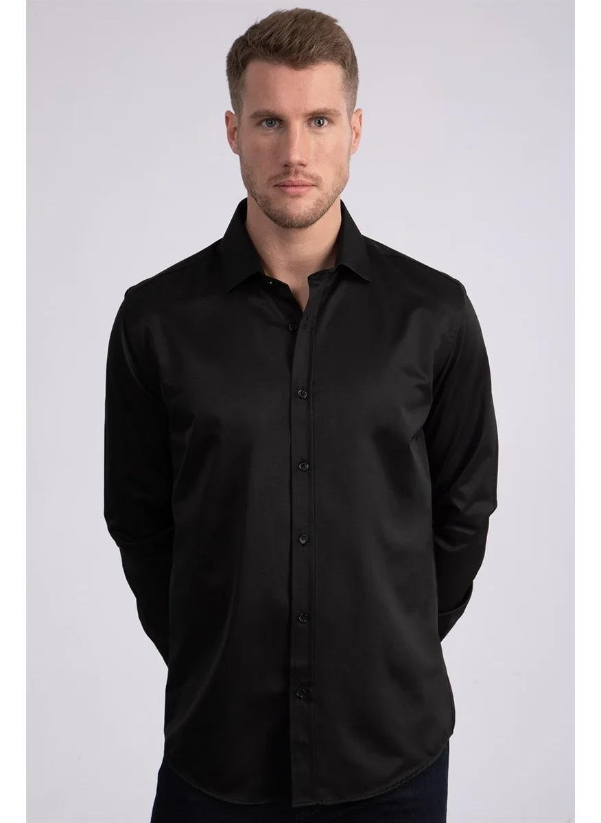 Tudors Modern Slim Fit Plain Satin Men's Shirt
