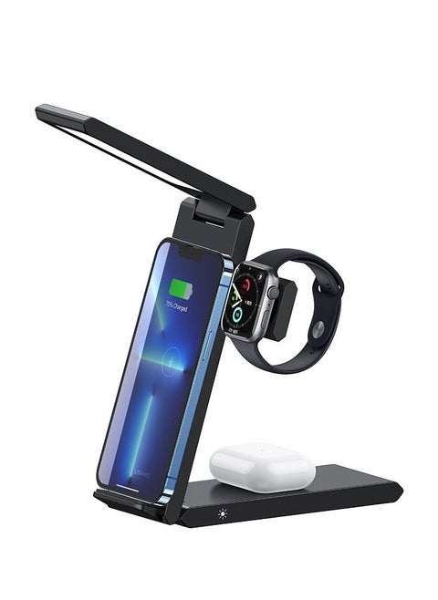 15W 3in1 Folding Wireless Charging Stand With Table Lamp