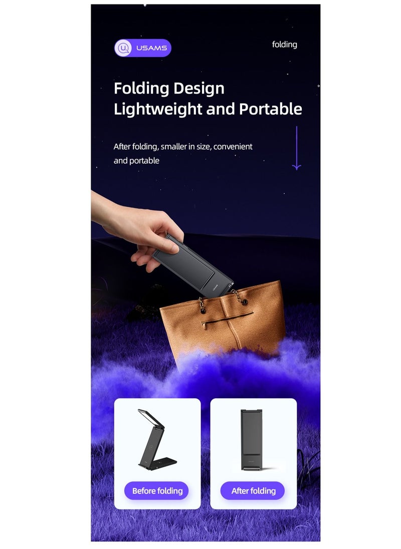 15W 3in1 Folding Wireless Charging Stand With Table Lamp