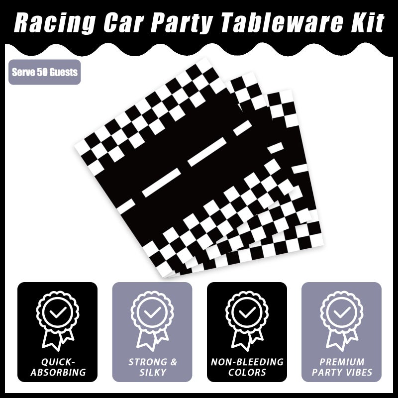 Kepeel 200Pcs Race Car Party Plates and Napkins Sets, Racing Car Race Track Party Supplies Decorations Racing Sports Themed Dinnerware for Kids Boys Birthday Baby Shower Home Decor, Serves 50 - Image 4