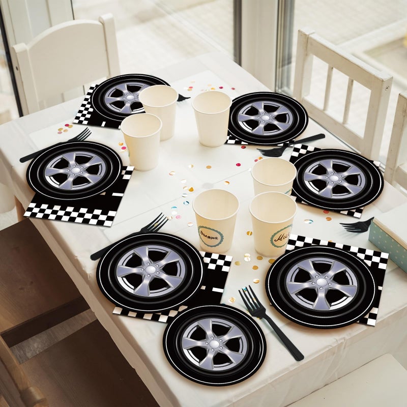 Kepeel 200Pcs Race Car Party Plates and Napkins Sets, Racing Car Race Track Party Supplies Decorations Racing Sports Themed Dinnerware for Kids Boys Birthday Baby Shower Home Decor, Serves 50 - Image 5