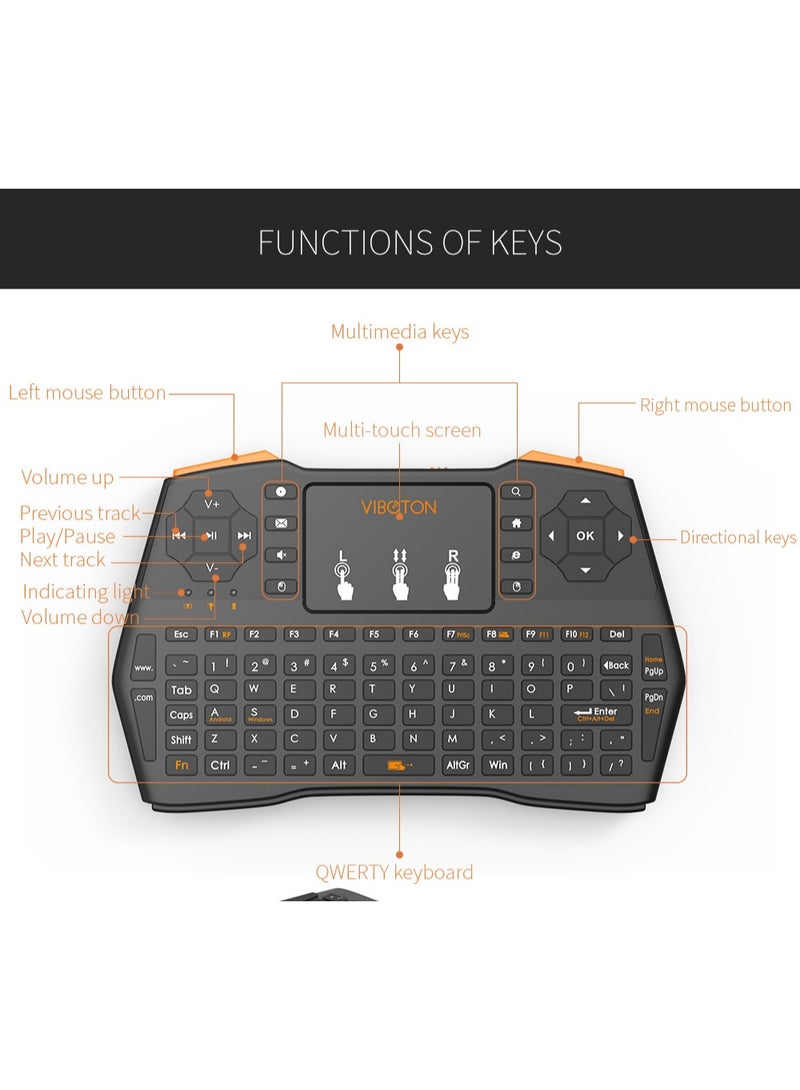 RII i8 Mini Wireless Fly Mouse Keyboard – Multi-Touch Air Mouse Gamepad, 2.4G Multimedia Remote, Adjustable Mouse Speed, Multi-Language Support, Ergonomic Anti-Skid Design, Android & Windows Compatible - Image 2