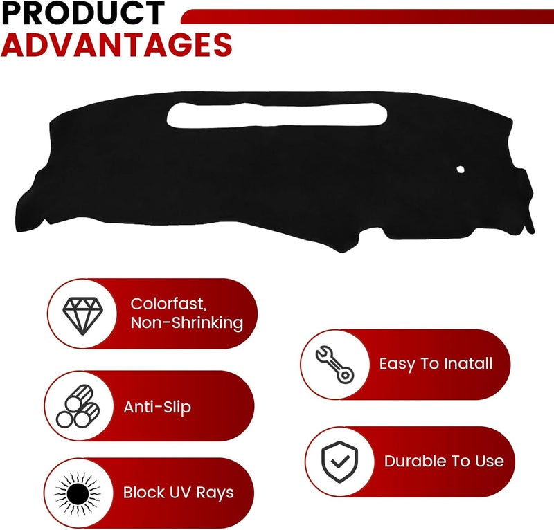 Hex Autoparts Dash Cover Mat Dashboard Pad Replacement for 1998-2004 Chevy S10 Pick Up (Black) - Image 3
