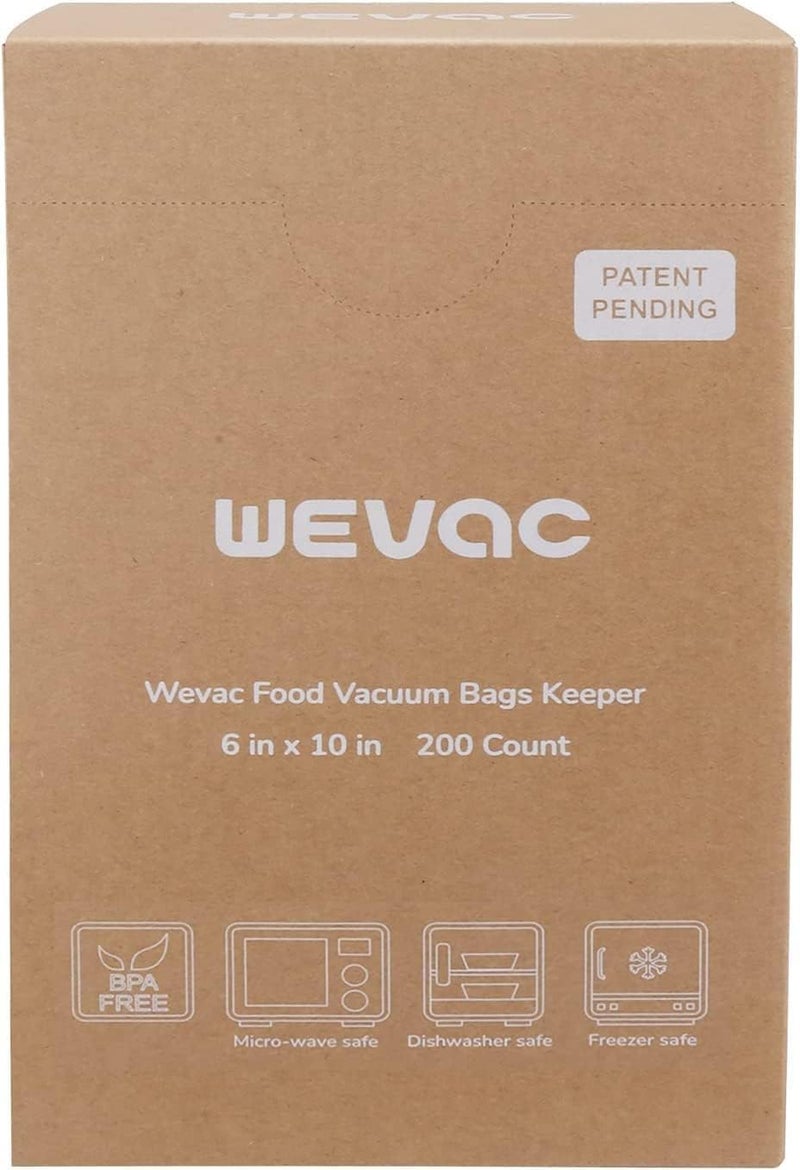 Wevac 6” x 10” 200 Count Food Vacuum Sealer Bags Keeper, PreCut Pint, Ideal for Food Saver, BPA Free, Commercial Grade, Great for storage, meal prep and Sous Vide - Image 2