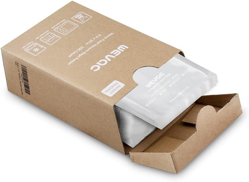 Wevac 6” x 10” 200 Count Food Vacuum Sealer Bags Keeper, PreCut Pint, Ideal for Food Saver, BPA Free, Commercial Grade, Great for storage, meal prep and Sous Vide - Image 1