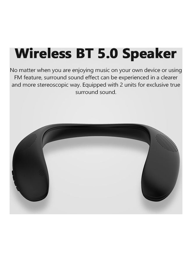 NIBEMINENT Portable BT Wireless Bass FM Speaker Powerful Sound Comfortable Neck-mounted Black  - Image 3