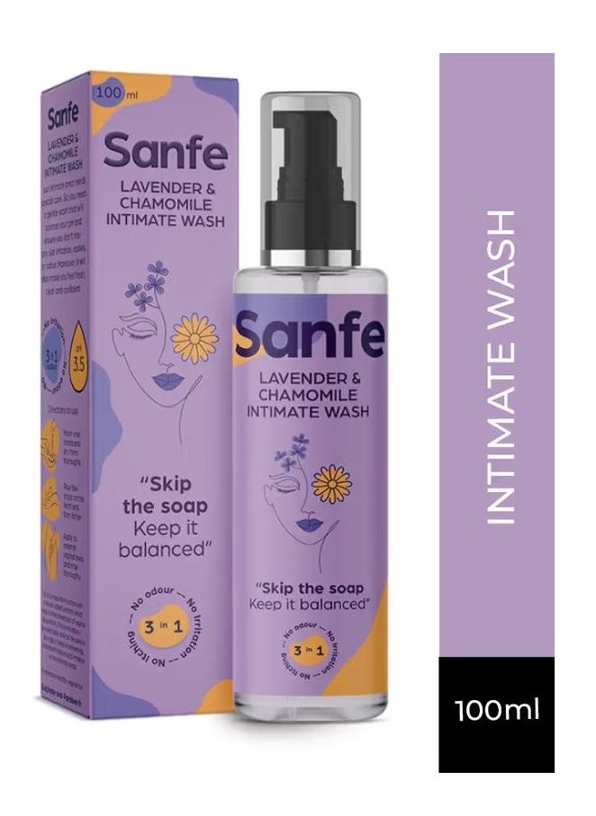 Sanfe Lavender & Chamomile Intimate Wash 100ml | No Odour | No Irritation | No Itching  - Image 1