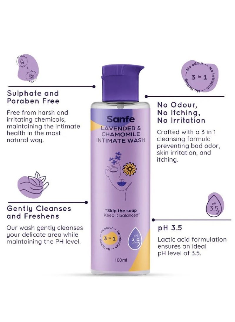 Sanfe Lavender & Chamomile Intimate Wash 100ml | No Odour | No Irritation | No Itching  - Image 4