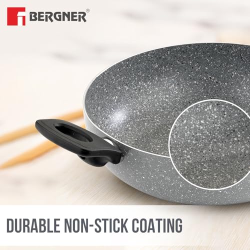 Bergner Orchid 3-Layer Non-Stick Coating 3 Pcs Cookware Set - 24cm (2.5 L) Kadai with Glass Lid and 24cm Frypan, Minimal Oil for Healthy Cooking - Induction Bottom, for Diwali/Anniversary Gifting - Image 5