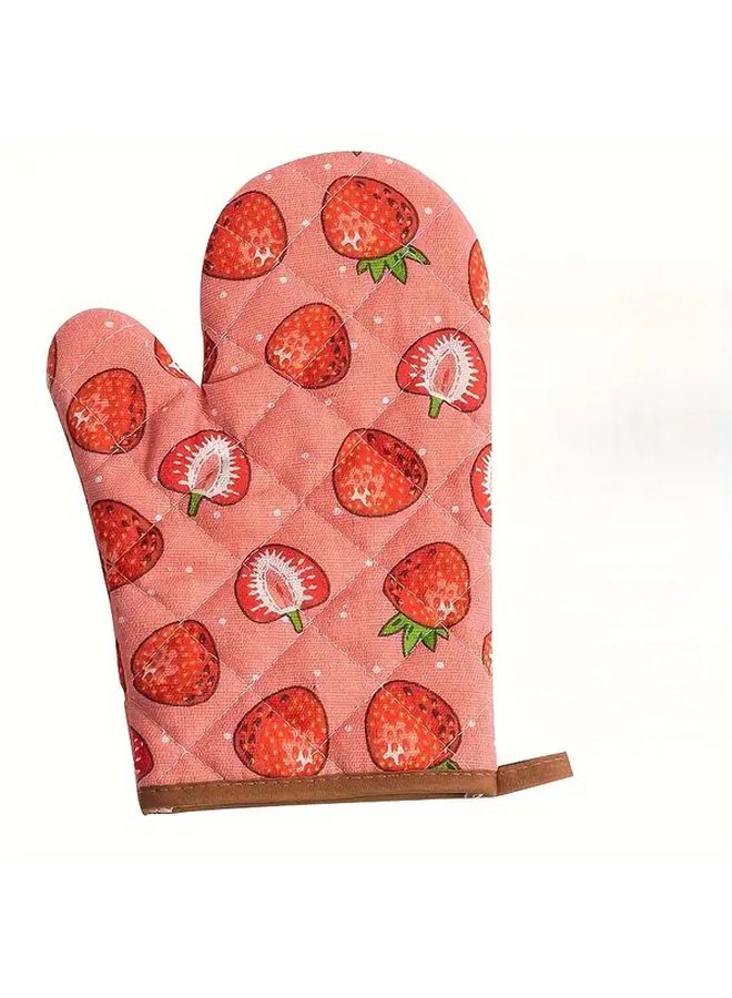 Pink Thickened Kitchen Gloves For Cooking Strawberry Pattern Home Outdoor Use - Image 5