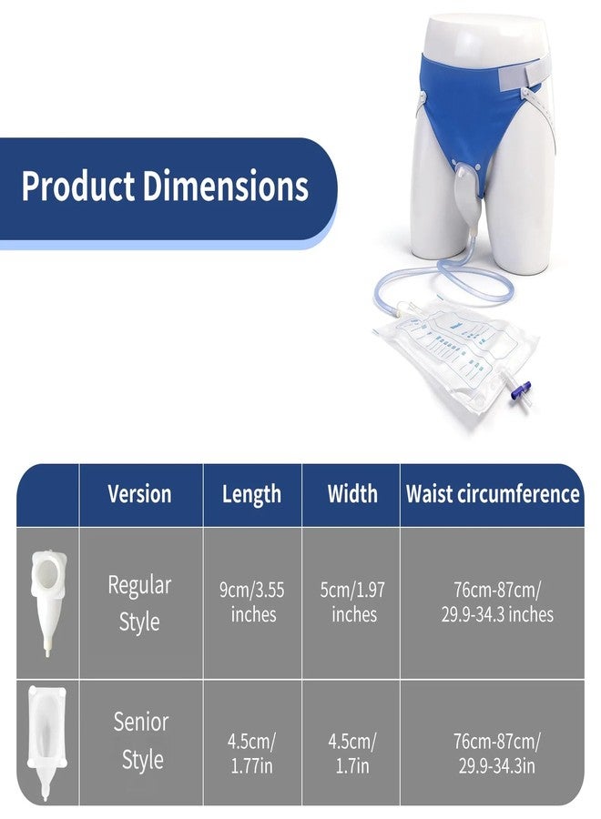 OUWERALL Wearable Urinal Bag for Men, Portable, Reusable, 2 Urine Bags (1*2000ML + 1*1000ML), Leak-Proof, Odor-Control, For Bedridden Patients, Elderly, Post-Surgery Recovery, Hospital Home Use, Latex-Free - Image 2