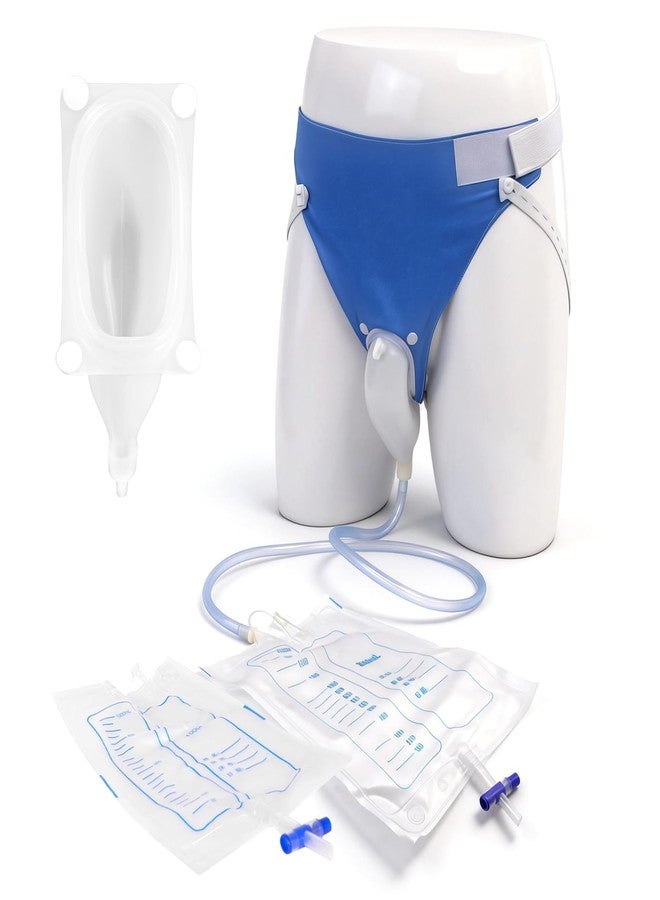 OUWERALL Wearable Urinal Bag for Men, Portable, Reusable, 2 Urine Bags (1*2000ML + 1*1000ML), Leak-Proof, Odor-Control, For Bedridden Patients, Elderly, Post-Surgery Recovery, Hospital Home Use, Latex-Free - Image 1