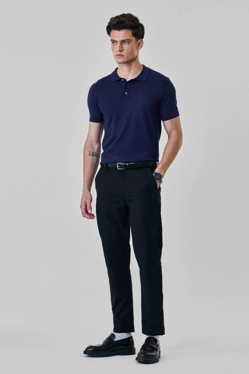 سنيتش Black Solid Slim Fit Casual Chinos
