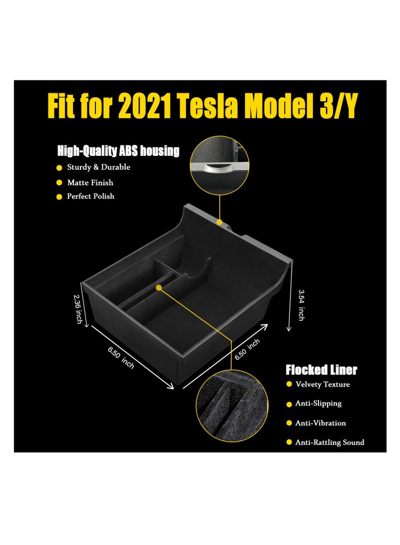 Tesla Model 3/Y Center Console Organizer Tray, Armrest Storage Box & Drawer Container for 2021 2022 Models, Essential Interior Accessory - Image 3