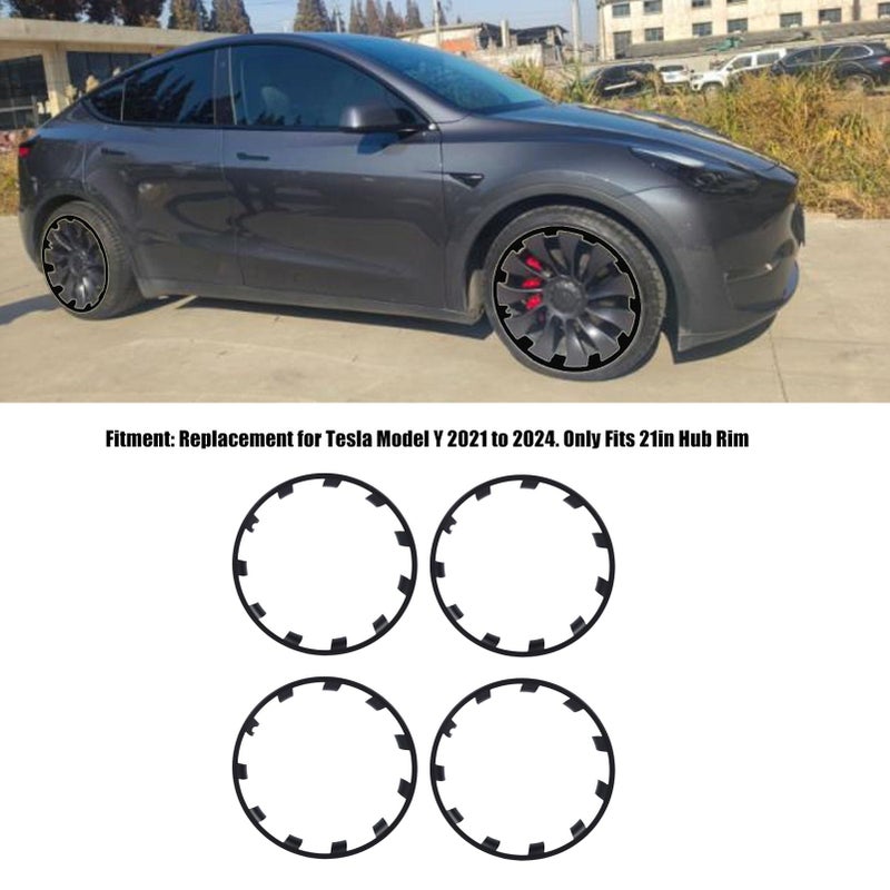 Generic Fabater for Tesla Model Y 21 Inch Rim Protector Rim, ABS Rim Wheel Caps Cover, Rim Protector for Tesla Model Y 2021 To 2024, Scratch Resistant, Hub Protection, Decorative (Dark  - Image 2