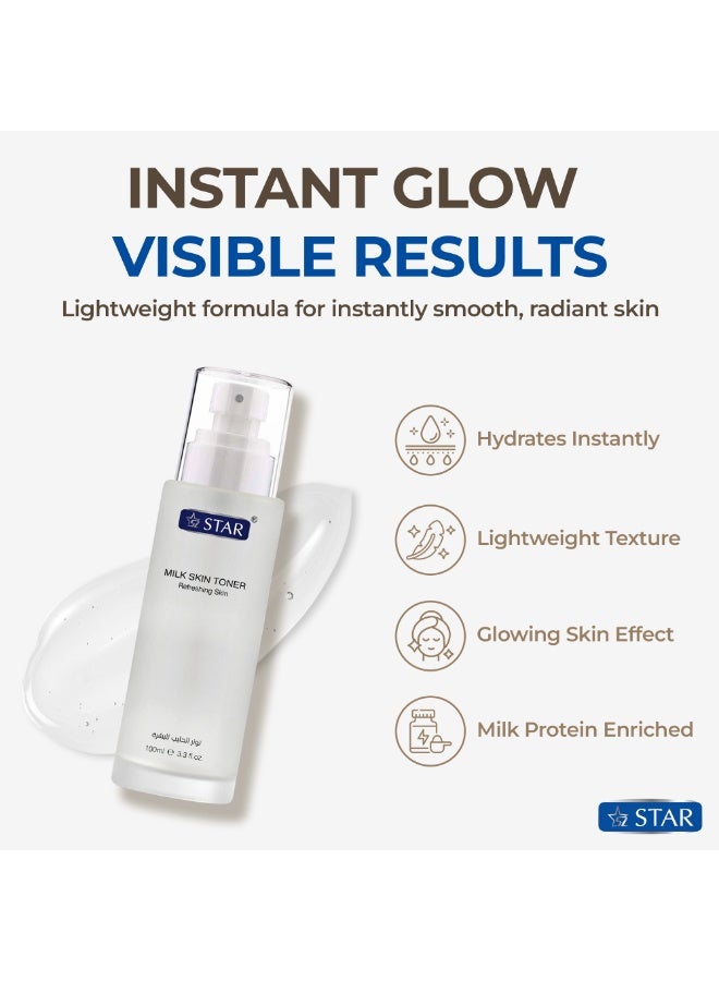 SZ Star Milk Skin Toner 100ml – Brightening & Hydrating Facial Toner with Vitamin B3, Gentle Formula with Rice Extracts for All Skin Types – Alcohol-Free Balancing Face Toner - Image 2