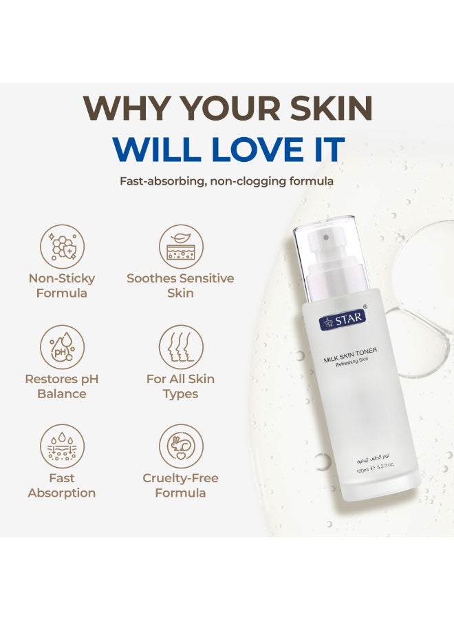 SZ Star Milk Skin Toner 100ml – Brightening & Hydrating Facial Toner with Vitamin B3, Gentle Formula with Rice Extracts for All Skin Types – Alcohol-Free Balancing Face Toner - Image 5