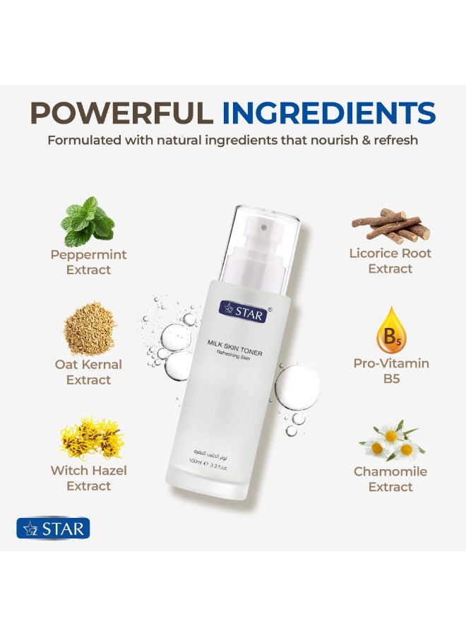 SZ Star Milk Skin Toner 100ml – Brightening & Hydrating Facial Toner with Vitamin B3, Gentle Formula with Rice Extracts for All Skin Types – Alcohol-Free Balancing Face Toner - Image 4