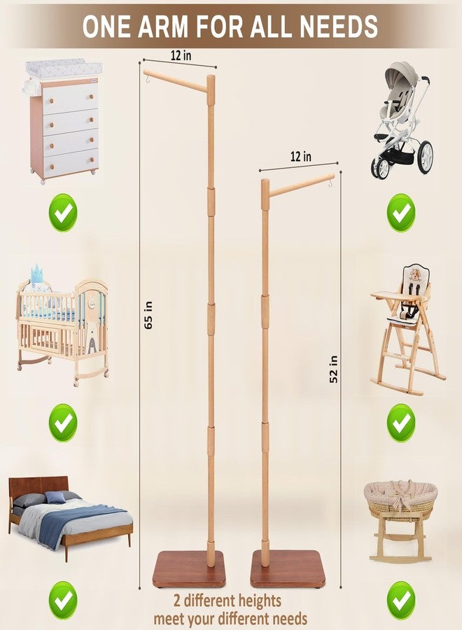 EBINGMIMA Floor-Standing Crib Mobile Arm with Music Box - 65 Inch Mobile Arm for Crib - 100% Beech Wood - Crib Mobile Motor - Volume Control - 35 Lullabies - Wooden Nursery Decor - Baby Mobile Hanger - Image 2
