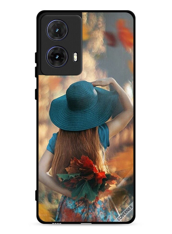 Covernex Motorola Moto G85 5G Protective Case Cover Hat Girl Hiding Love Leaves - Image 1