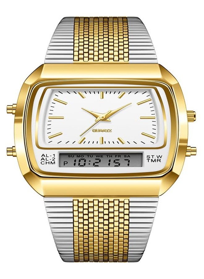 BESTKANG Men's Watch Fashion Analog Quartz Waterproof Watch Sport Multifunctional Wristwatch, Two Tone White, Fashion - Image 1