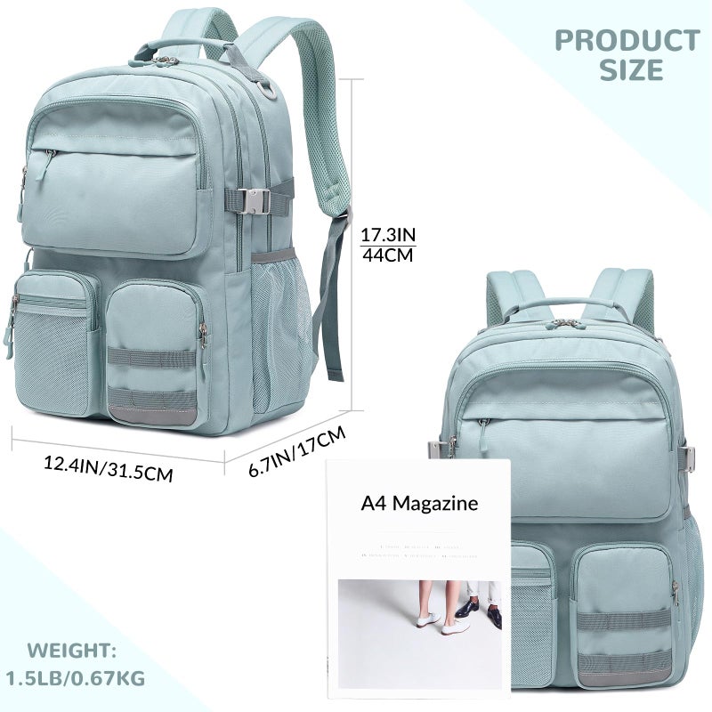 Lohol Water Resistant Backpack with Multifunctional Pockets for Teens, Durable Bookbag fits 15.6 inch Laptop for School Travel College, 25L (Blue) - Image 2