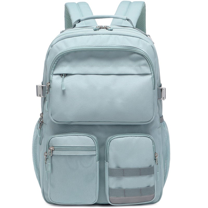Lohol Water Resistant Backpack with Multifunctional Pockets for Teens, Durable Bookbag fits 15.6 inch Laptop for School Travel College, 25L (Blue) - Image 1