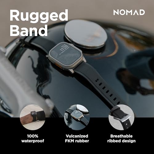 NOMAD سوار NOMAD المتين الأسود لساعات آبل - 45/49 مم | أجهزة فضية - Image 3