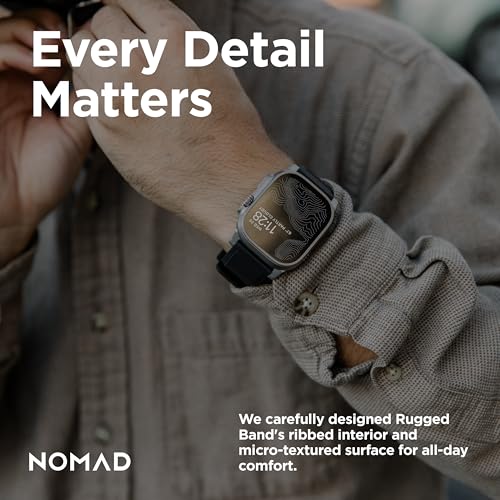 NOMAD سوار NOMAD المتين الأسود لساعات آبل - 45/49 مم | أجهزة فضية - Image 4