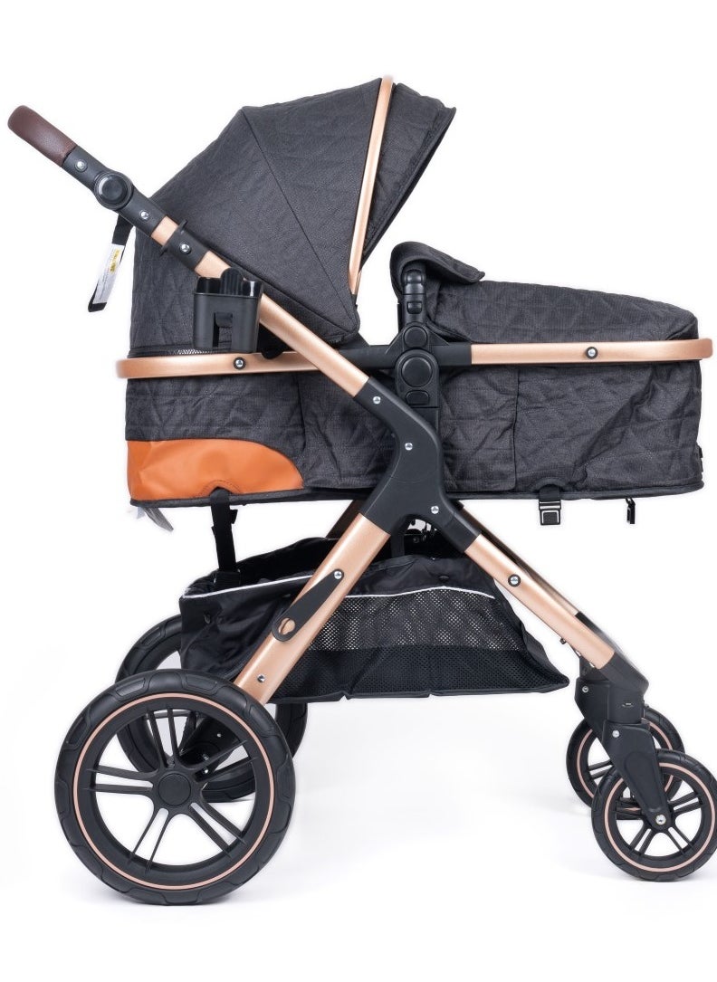 Hababy B1D - one fold-to-half luxury pram 2 in 1 - Black  - Image 3